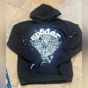Black Spider Hoodie with Web Graphic